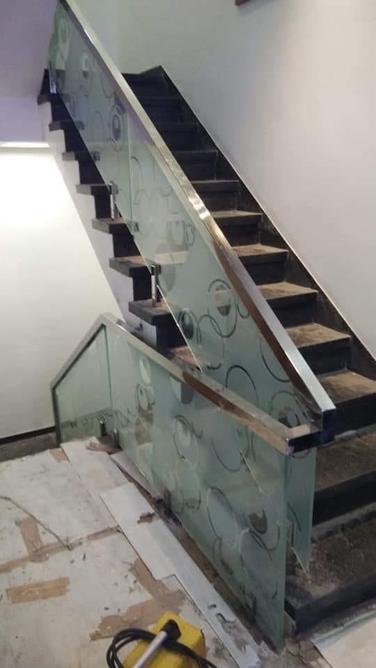 Balcony railings Chennai glass SS 304 by Ramdev Steel