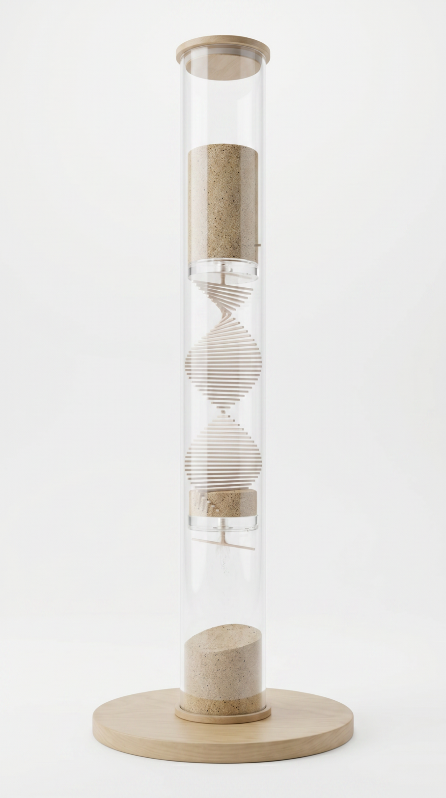 HYETOS Rain Instrument — χειροποίητο όργανο βροχής με διαφανές σώμα και ξύλινες τάπες