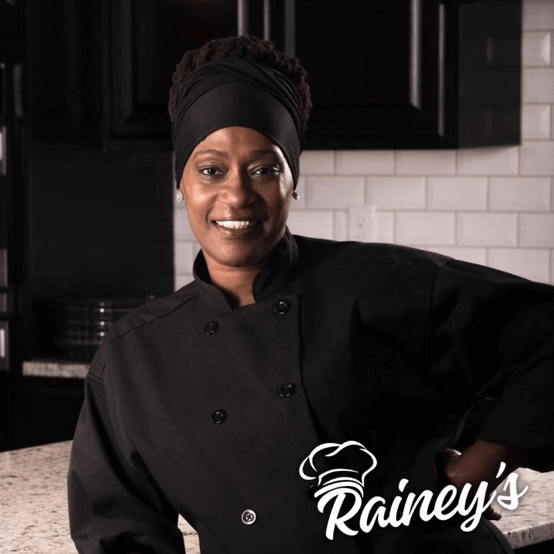Chef Rainey, owner of Rainey's Soul Food, in her kitchen
