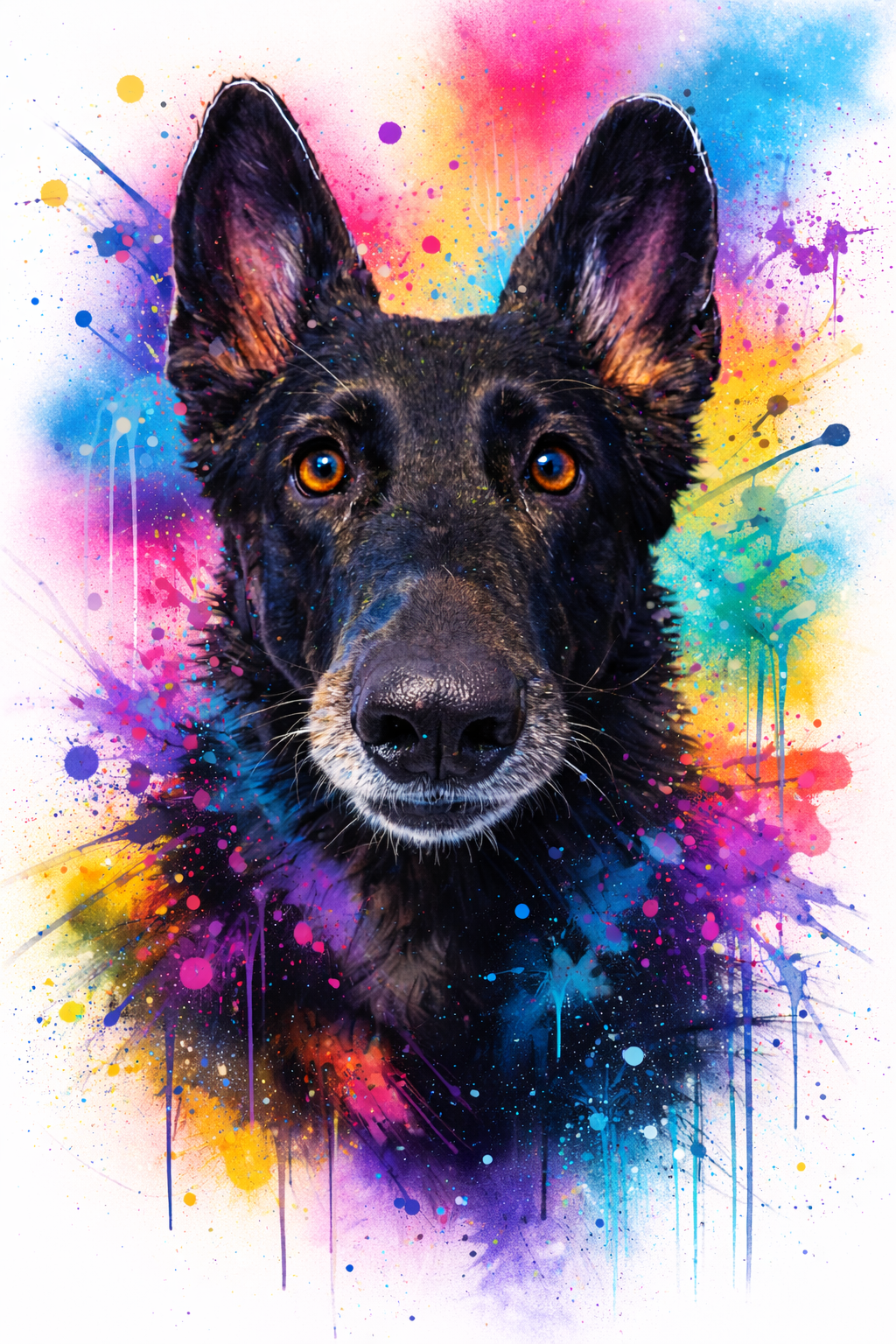 Watercolor splash pet portrait