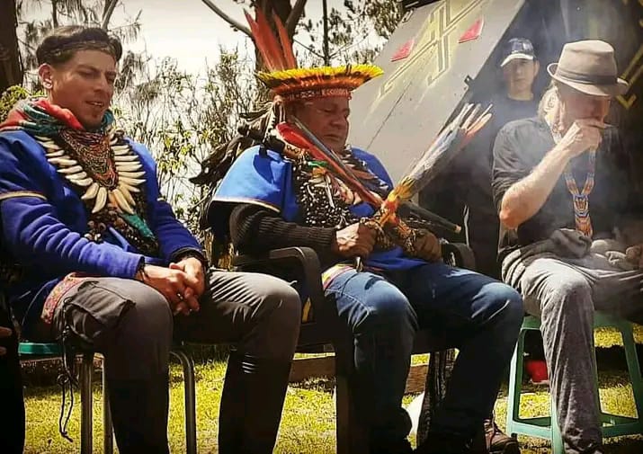 Sacred fire and altar before a ceremony