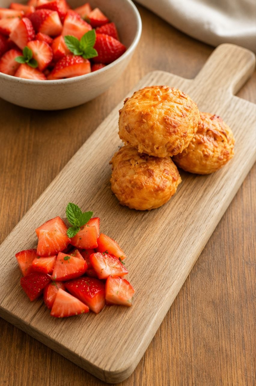 Greek Cheese Balls with Strawberries