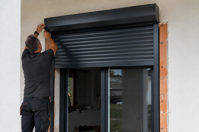 Installation d'un volet roulant gris anthracite par un artisan HB&C