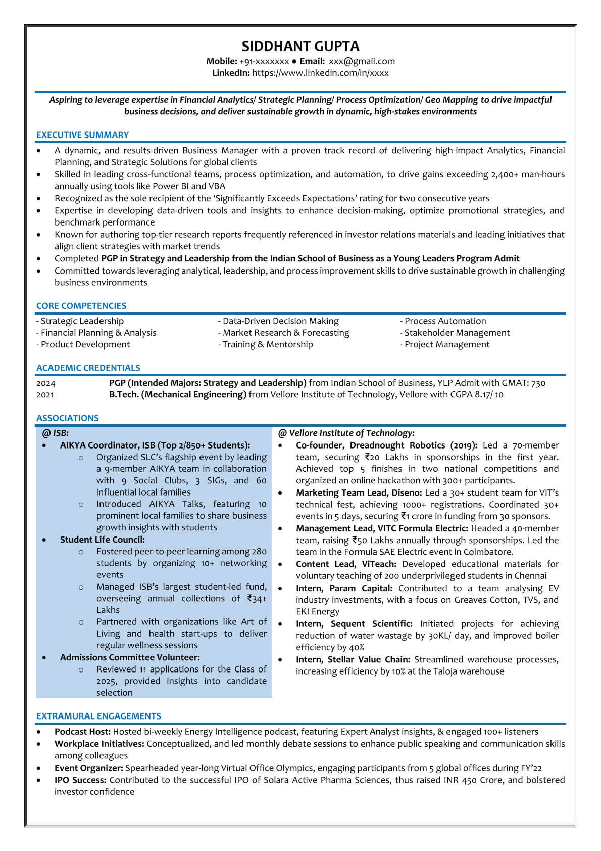 Financial analyst resume sample written by CVefy — ATS optimised resume India