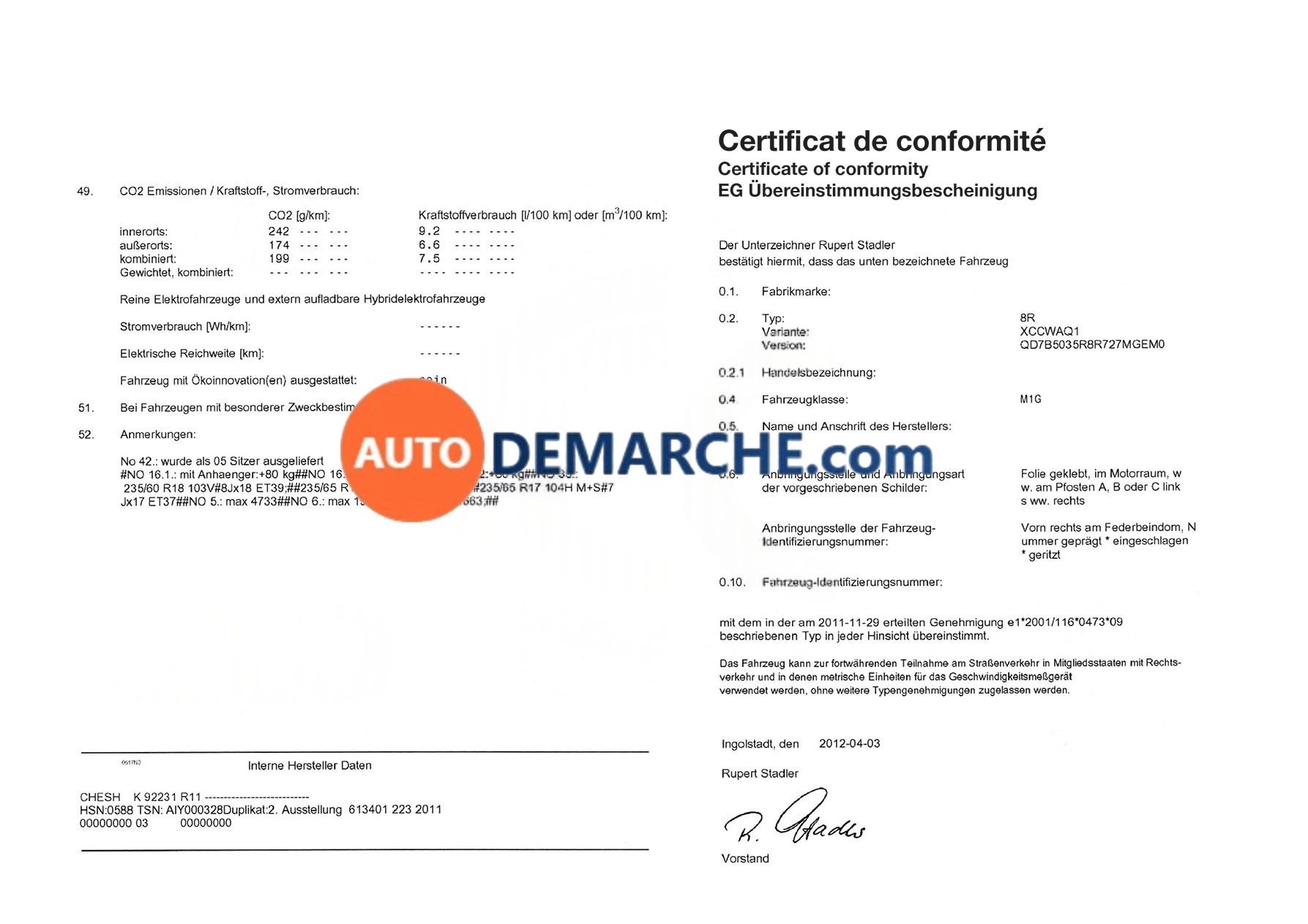 Certificat de Conformité COC Leapmotor - Document officiel pour immatriculation