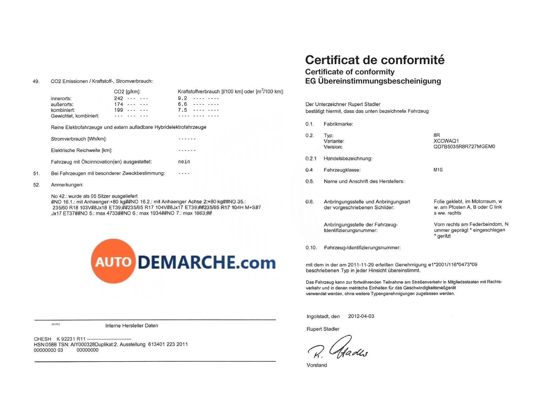 Certificat de Conformité COC Microcar - Document officiel pour immatriculation