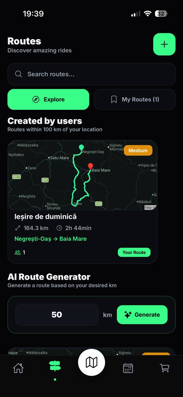 AI Routes screen
