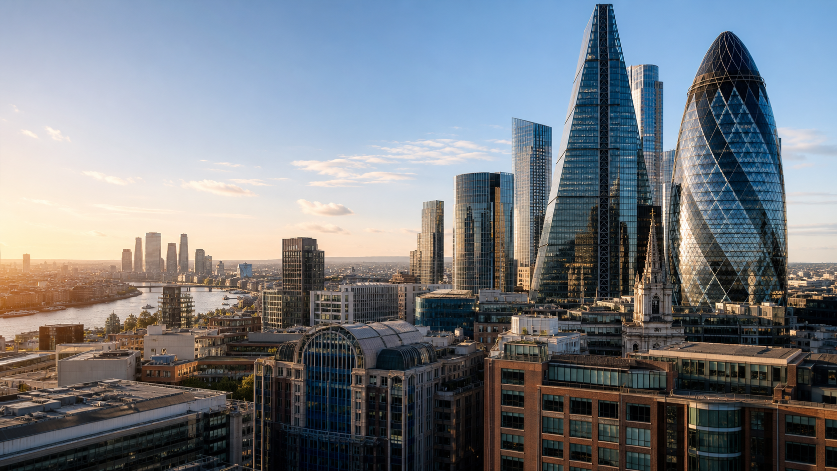 London skyline at sunset