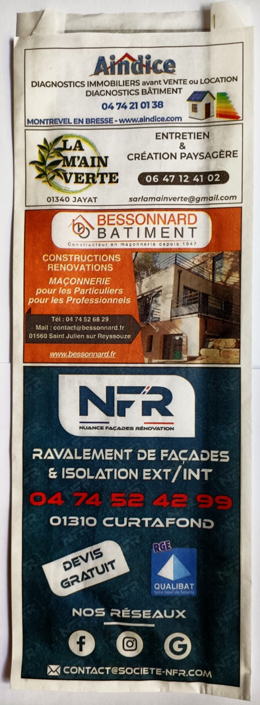 Sac à pain publicitaire Bessonnard, NFR & partenaires