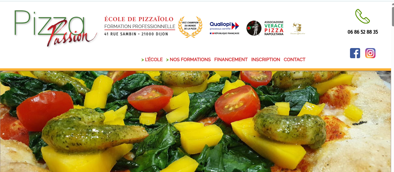 Aperçu du site — École de Pizza
