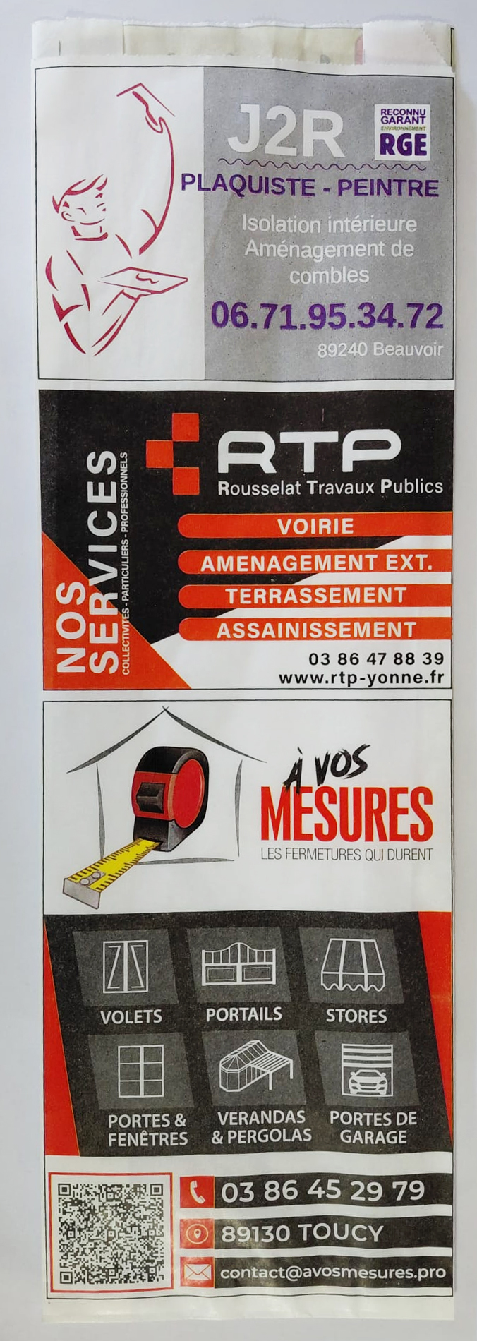 Sac à pain publicitaire À Vos Mesures & partenaires