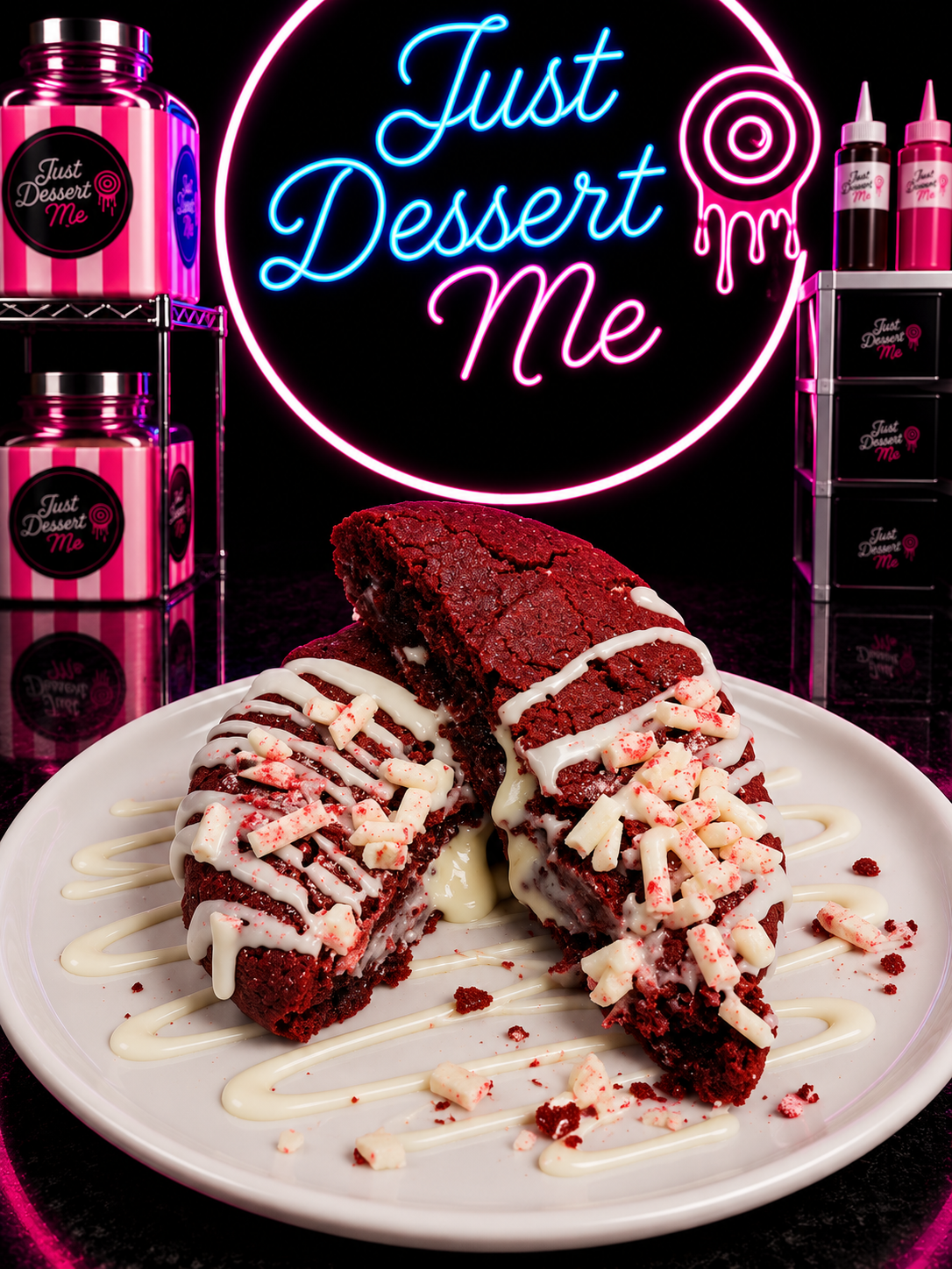 Red Velvet & White Chocolate Loaded Cookie — Loaded Cookies Hamilton, baked daily at Just Dessert Me Hillcrest