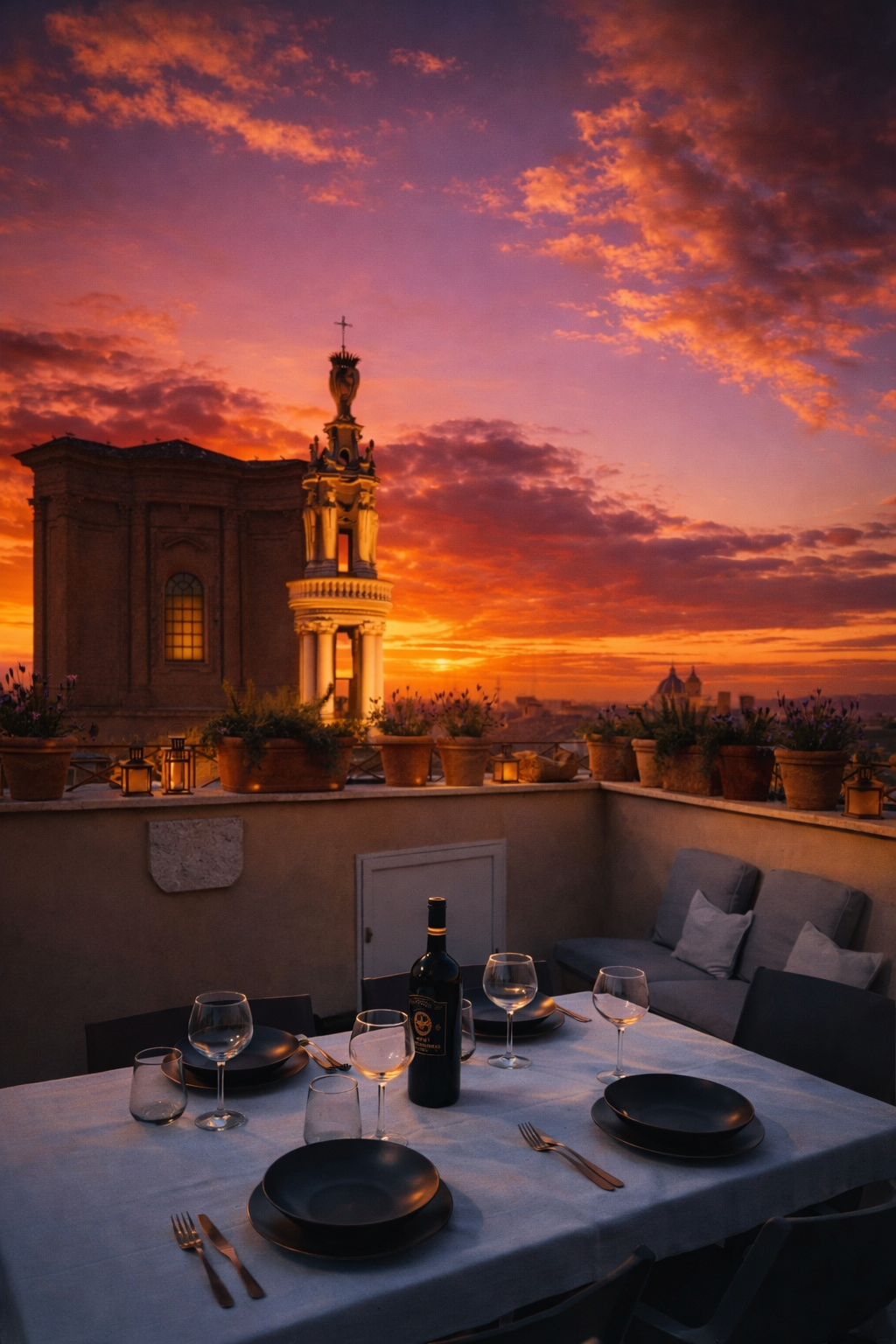 Tramonto su Piazza di Spagna dal terrazzo