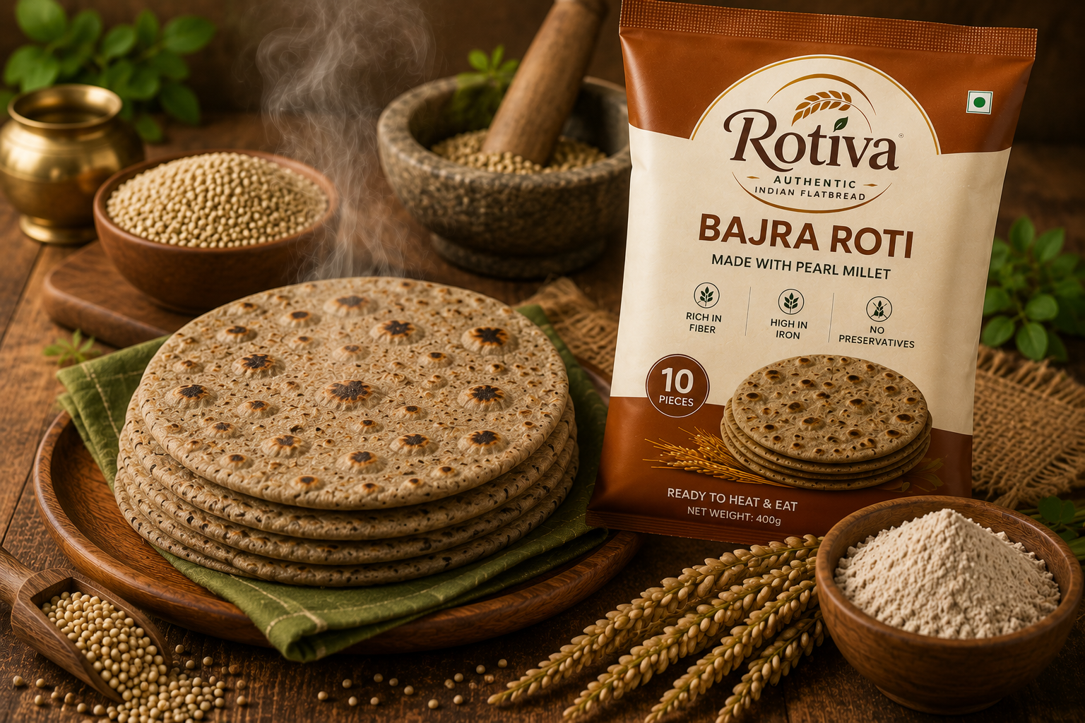 Bajra Roti — Rustic pearl millet — warm, hearty and full of character.