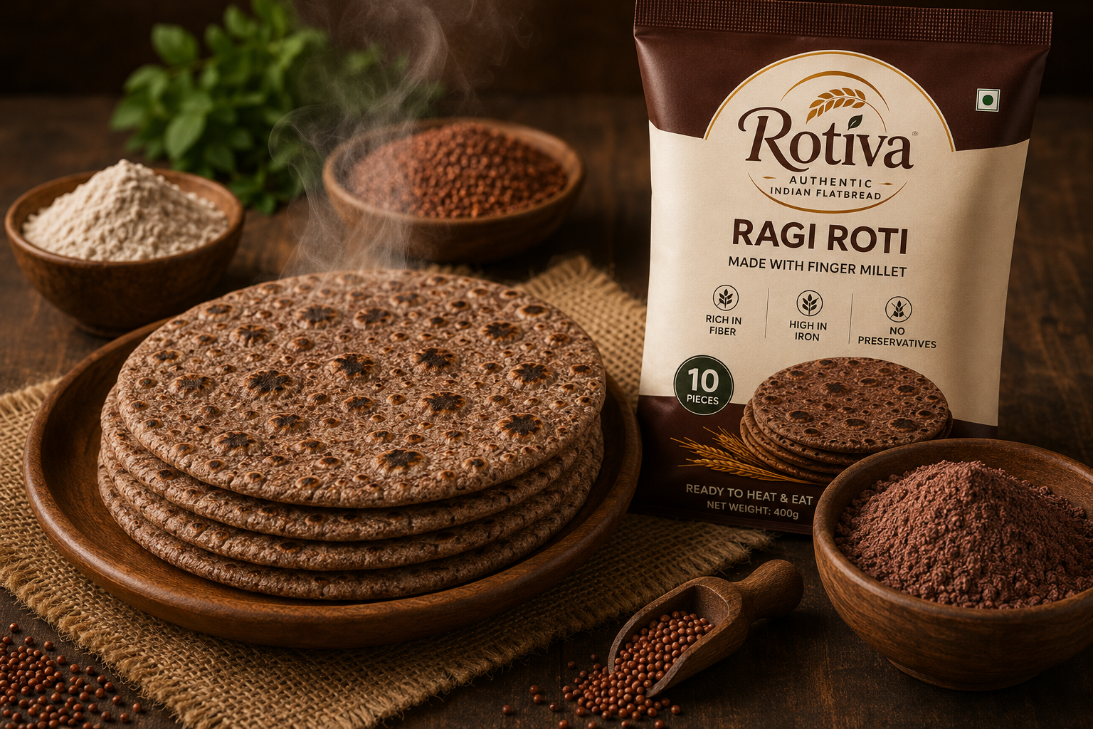 Ragi Roti — Calcium-rich finger millet, the way grandmothers made it.