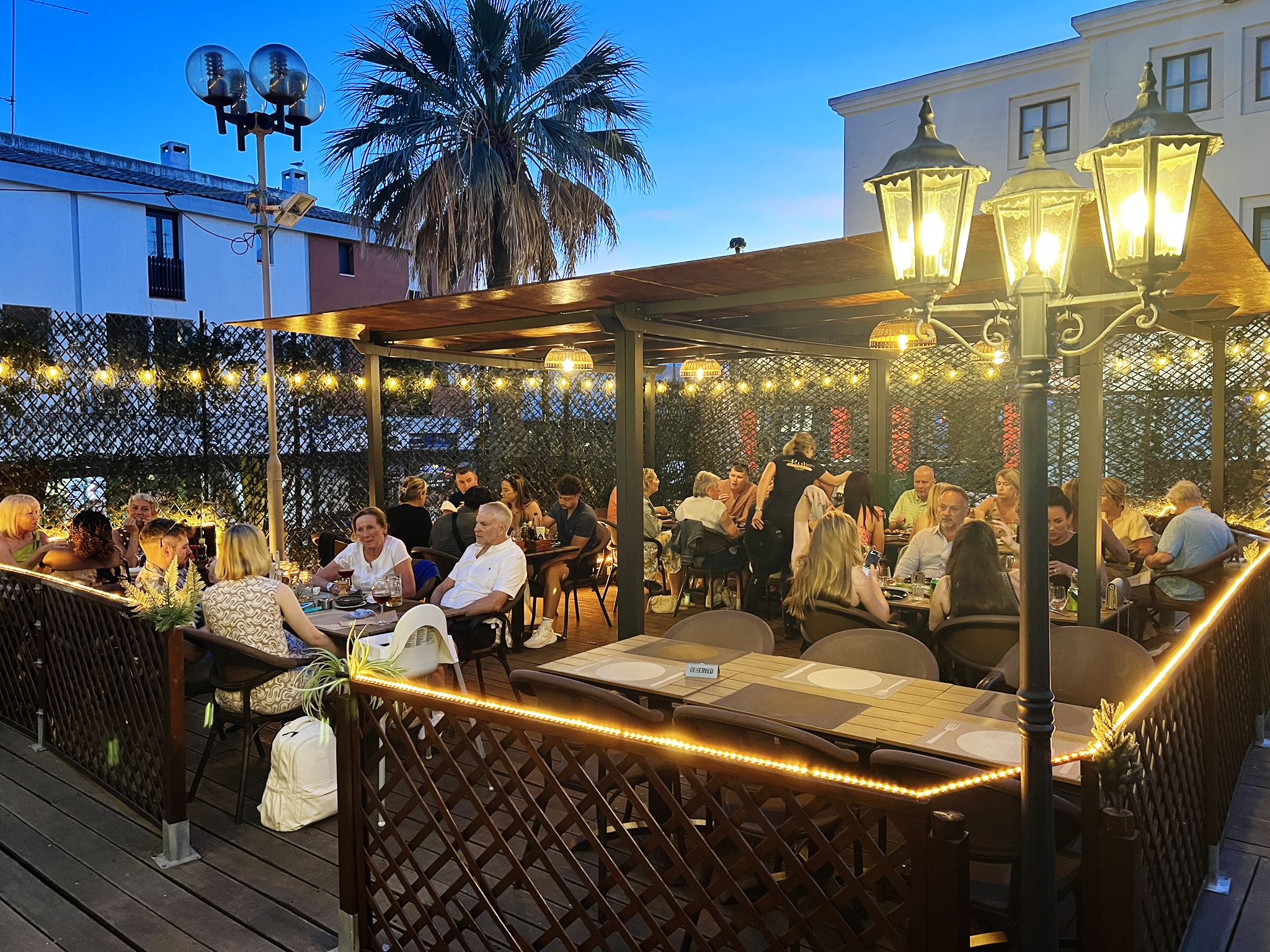 Outdoor terrace in the evening