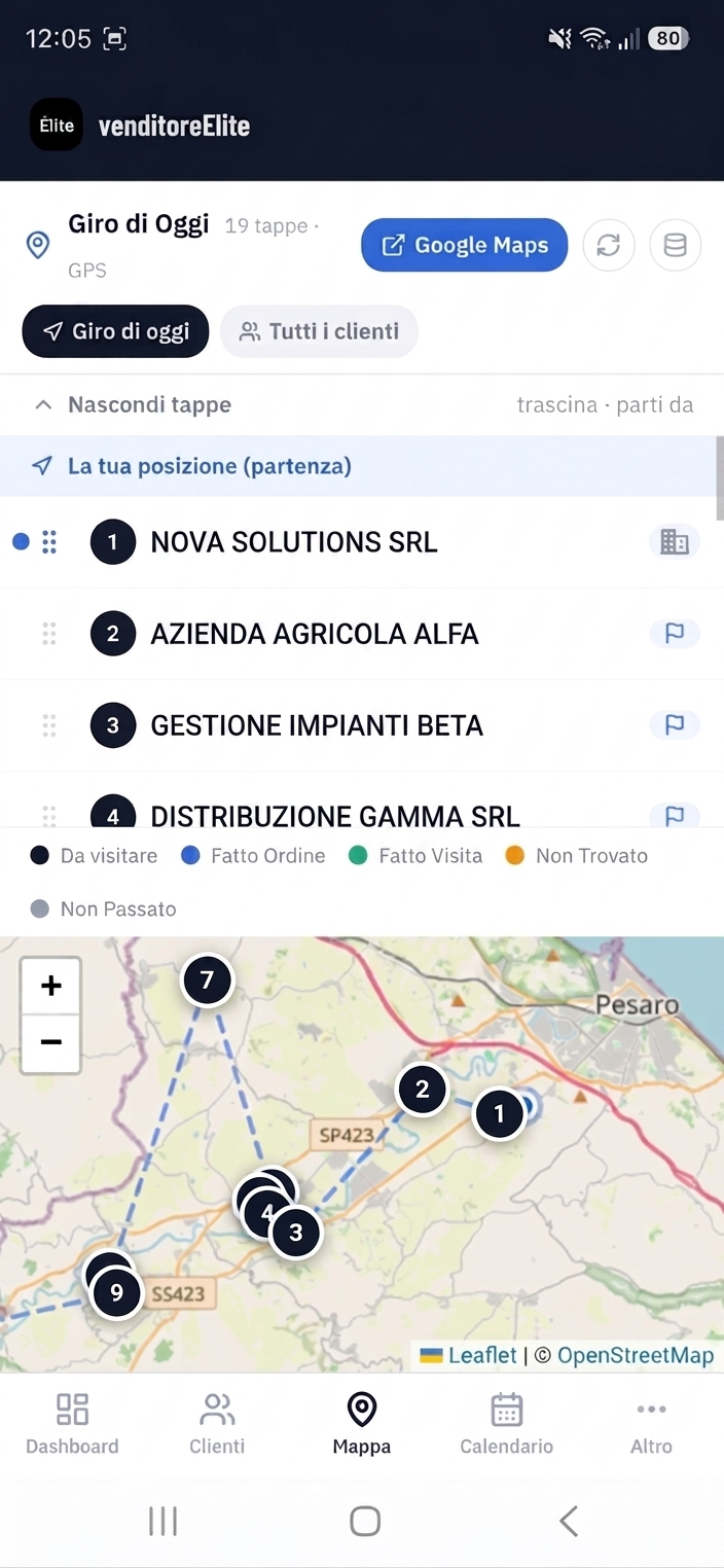Mappa giro visite venditoreElite