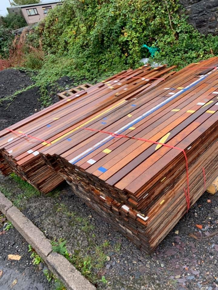 Reclaimed timber stack at the Sirhowy Valley Reclamation yard