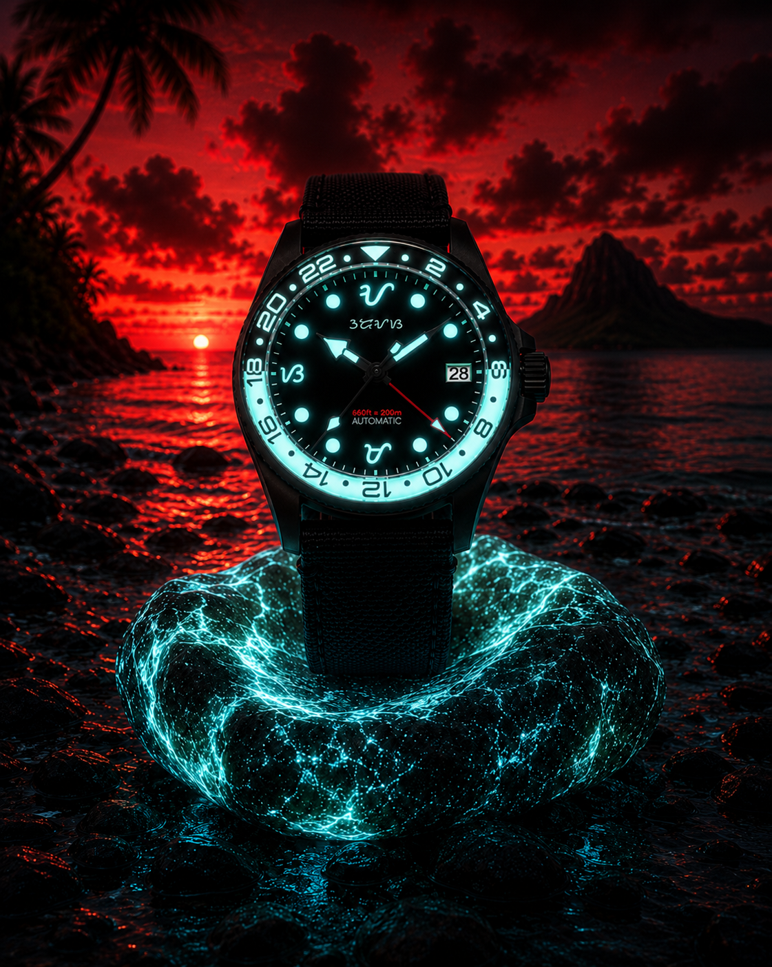 "Oras" Blue Luminous GMT Mod