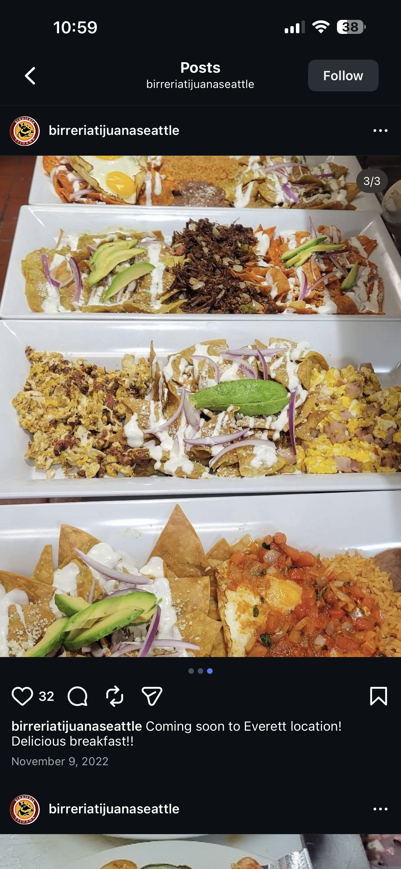 Coming soon to Everett location — delicious breakfast