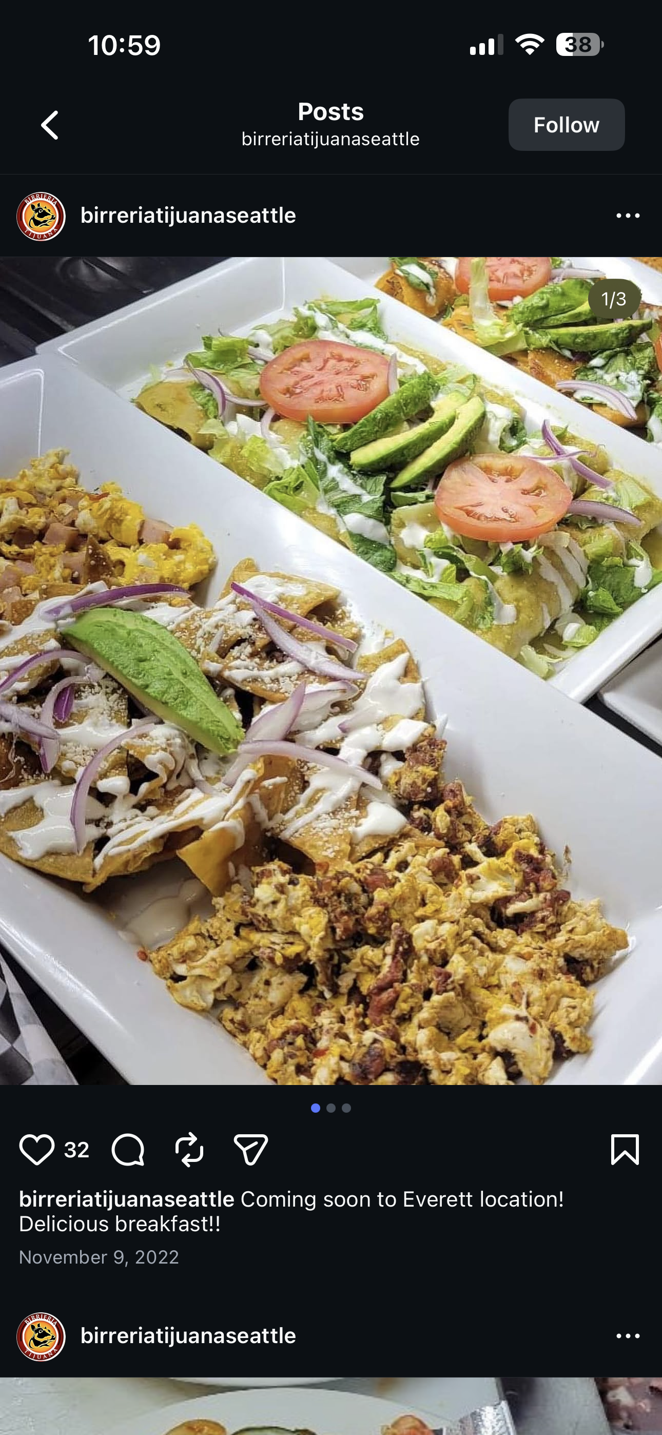 Coming soon to Everett location — delicious breakfast