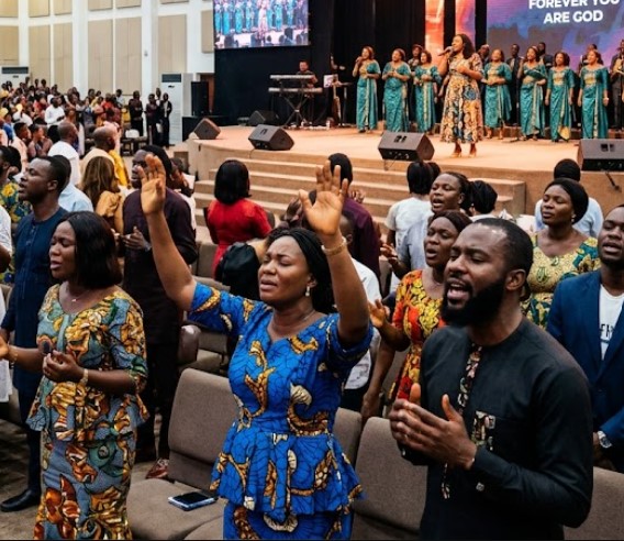 Congregation worshipping