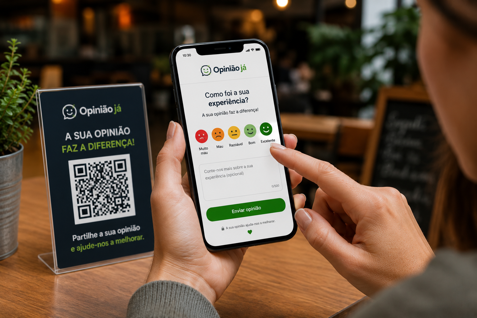 O cliente partilha a opinião