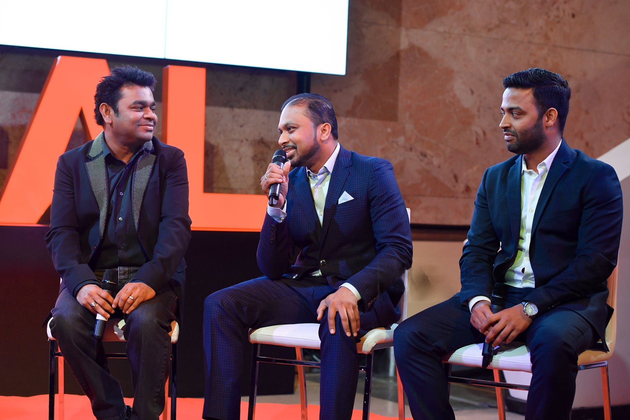 A. R. Rahman in conversation with Shaji Nada at a South Asian cultural celebration