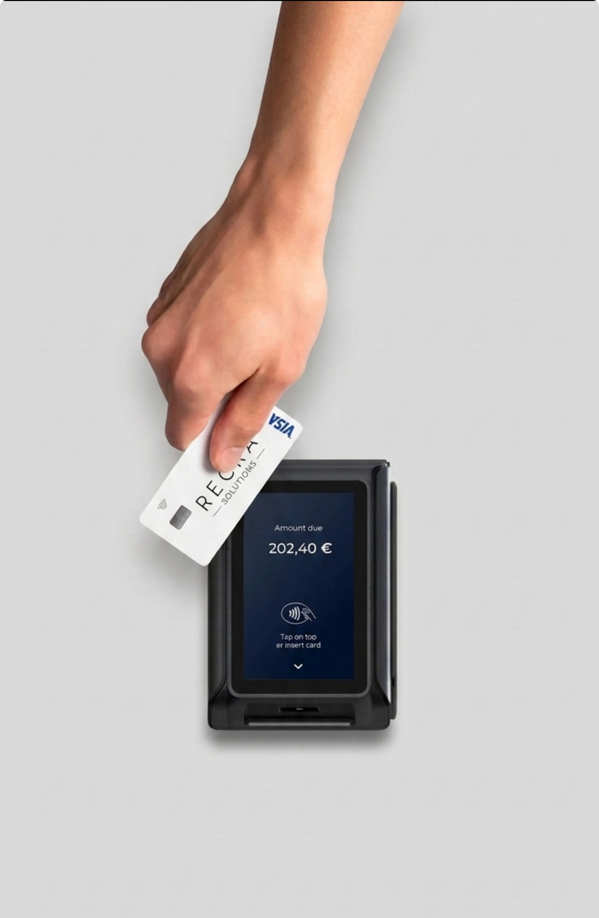 Contactloos betalen met pinpas op de Adyen S1U2 douchelezer