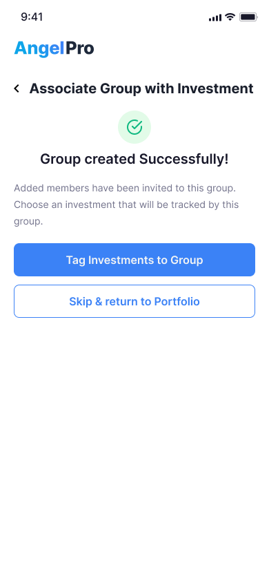 Group created · associate an investment