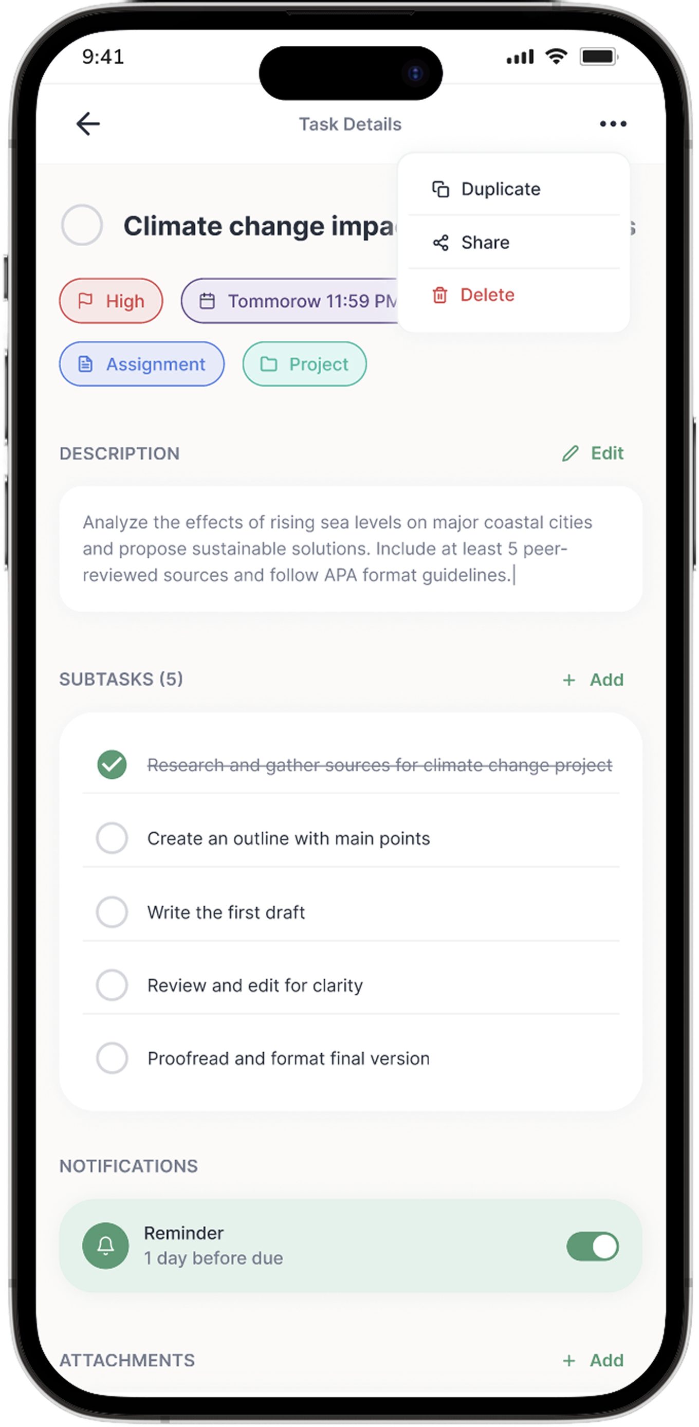 Task details
