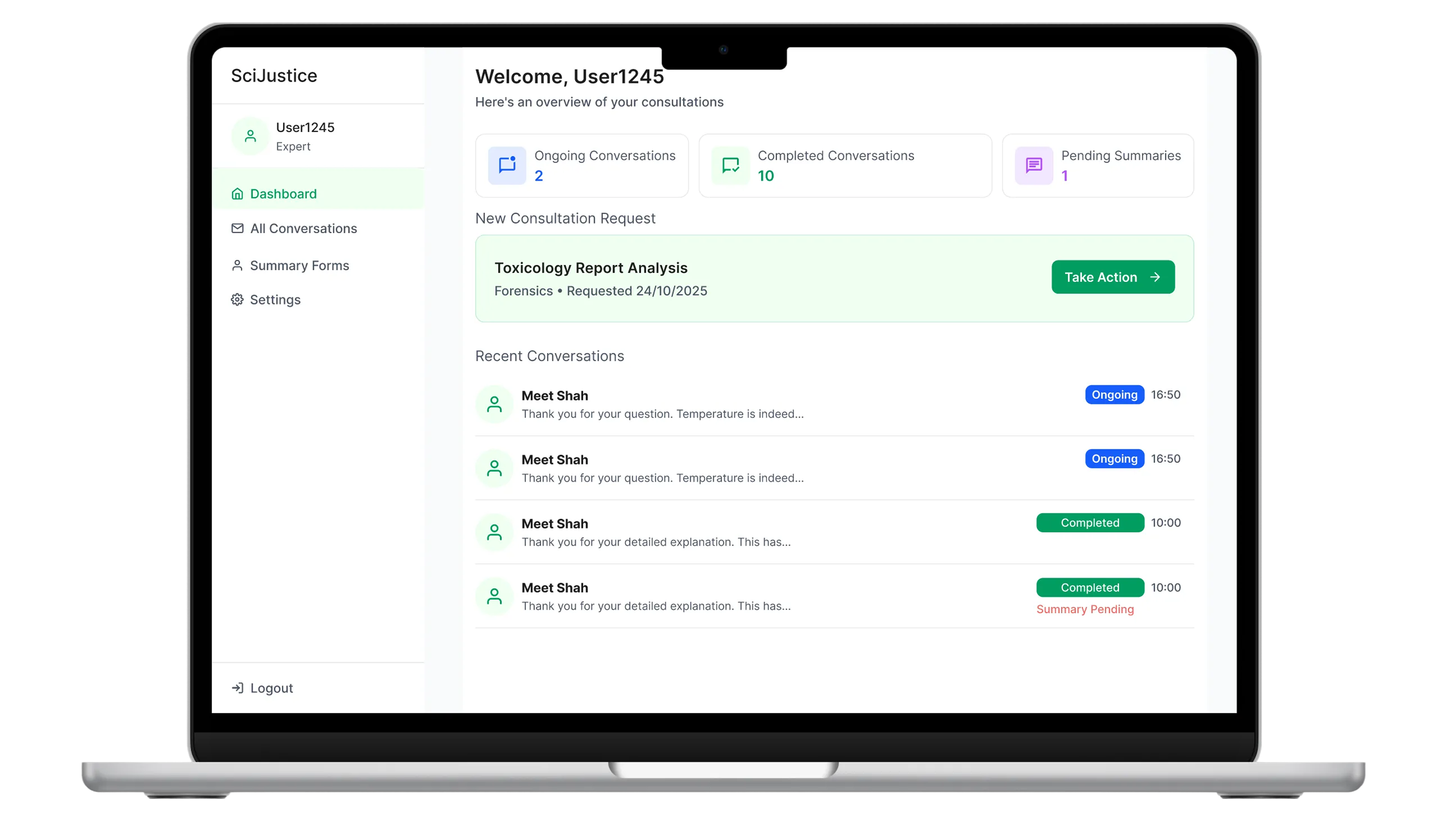 Expert dashboard