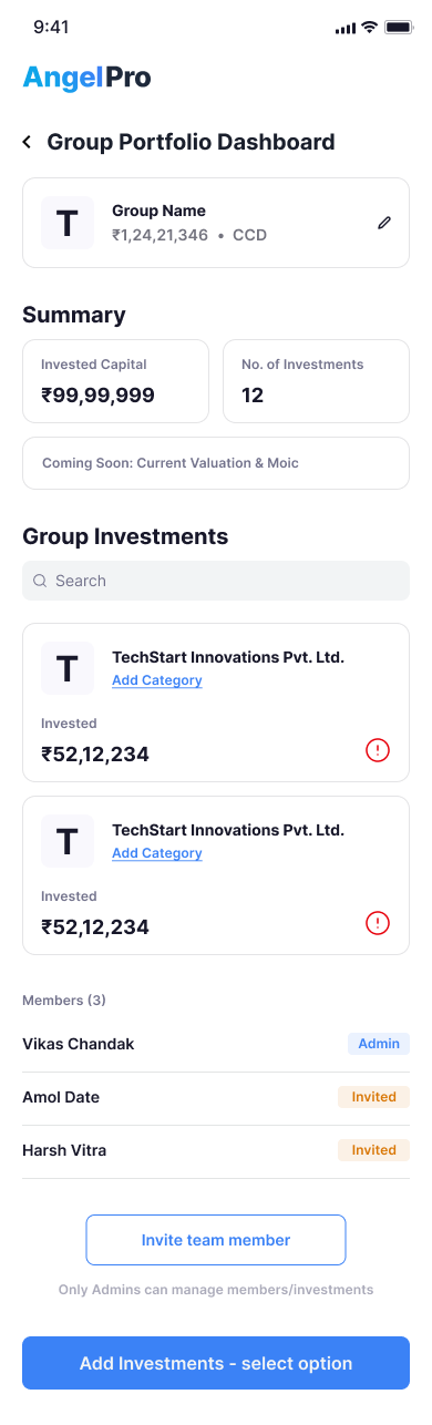 Group portfolio dashboard