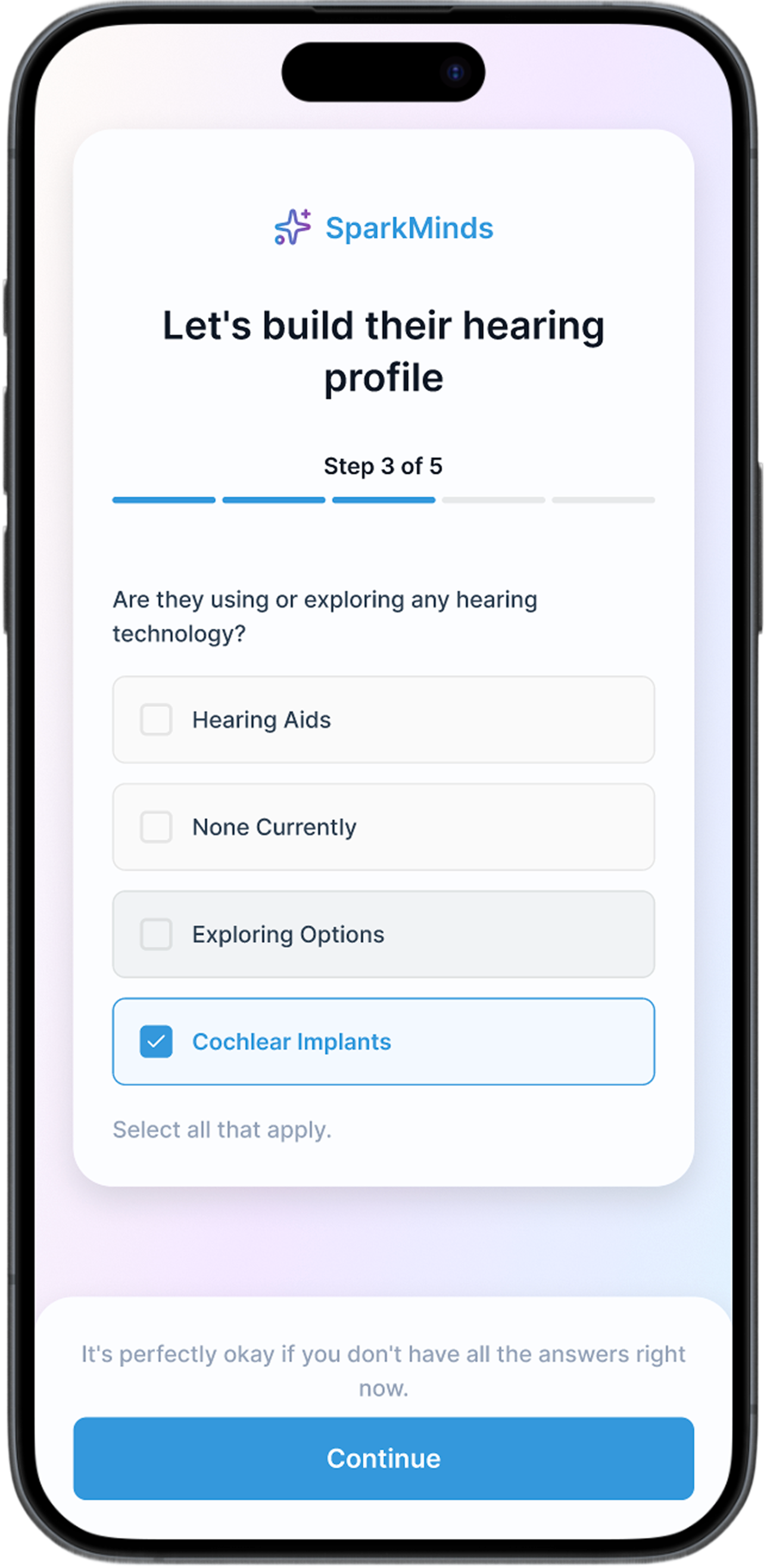 Hearing profile — Step 3 of 5