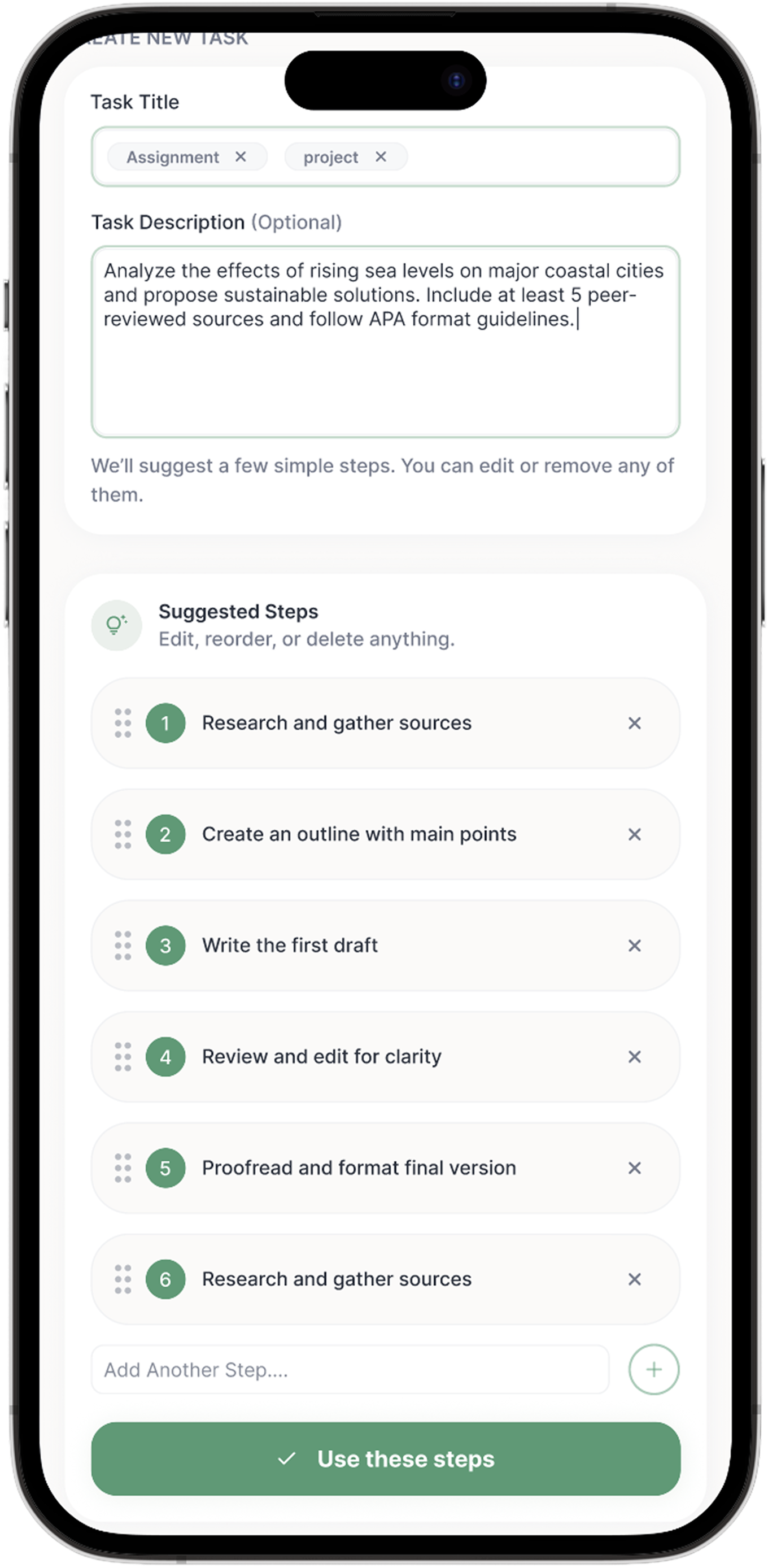 Suggested steps