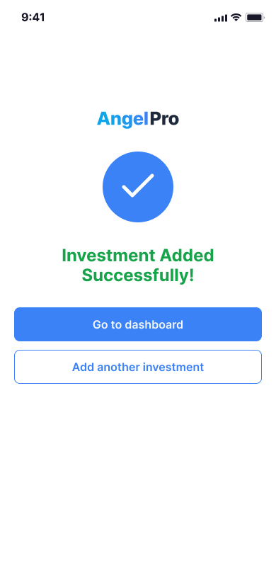 Investment added successfully