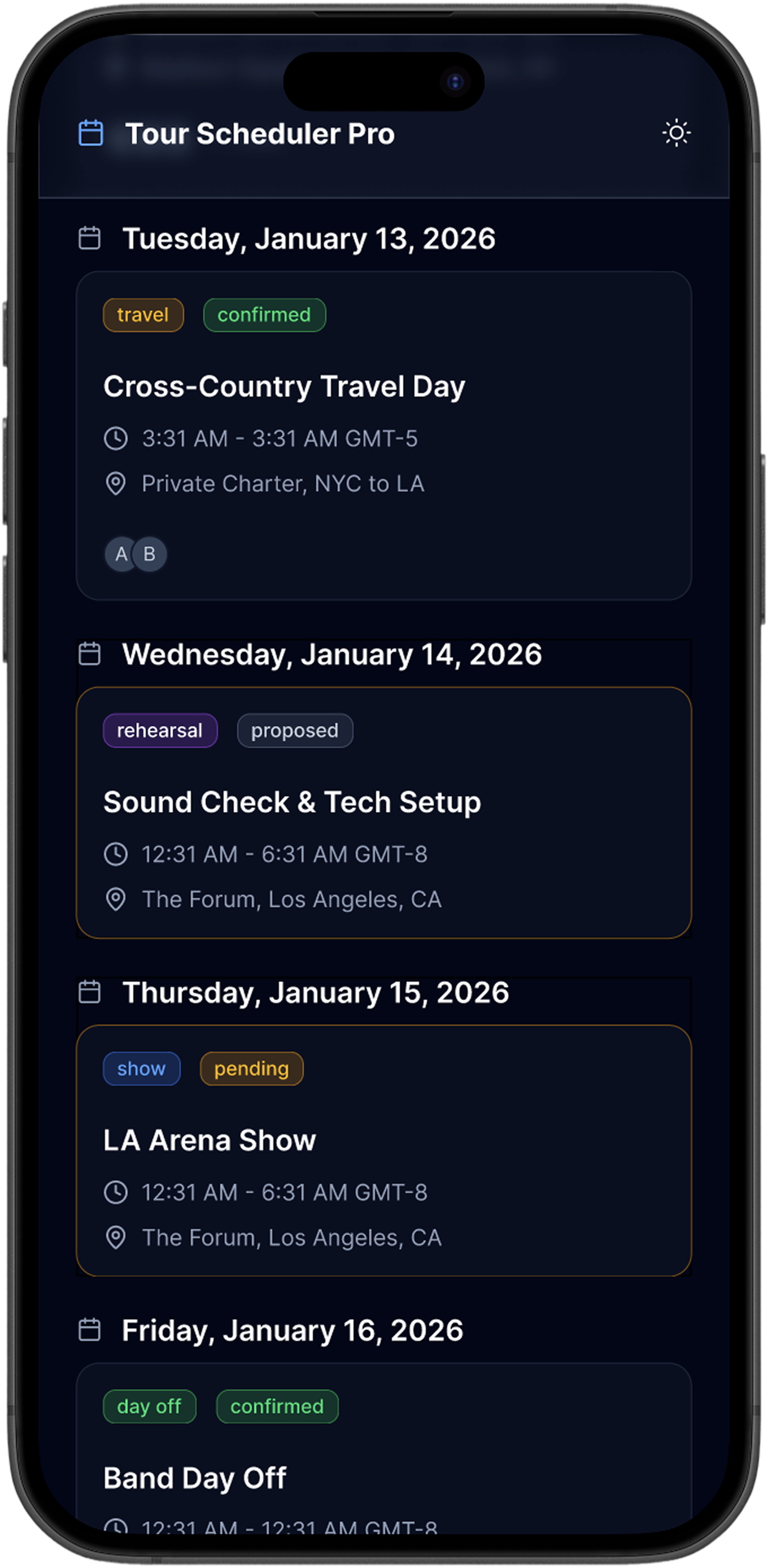 Tour Scheduler Pro cover