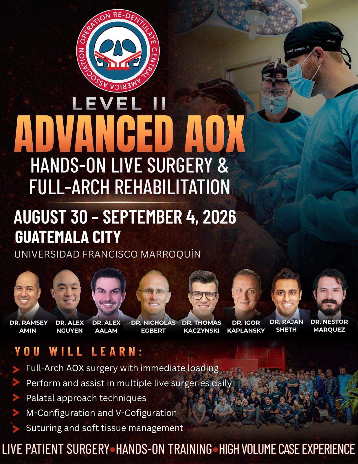 Level II — Advanced AOX: Hands-on Live Surgery & Full-Arch Rehabilitation