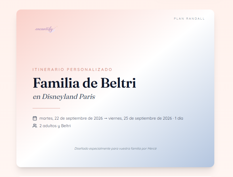 Portada del itinerario personalizado