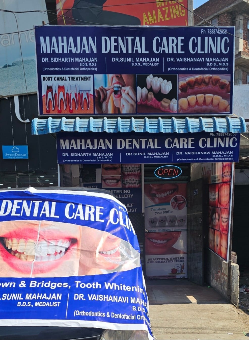 Mahajan Dental Care Clinic storefront and signage