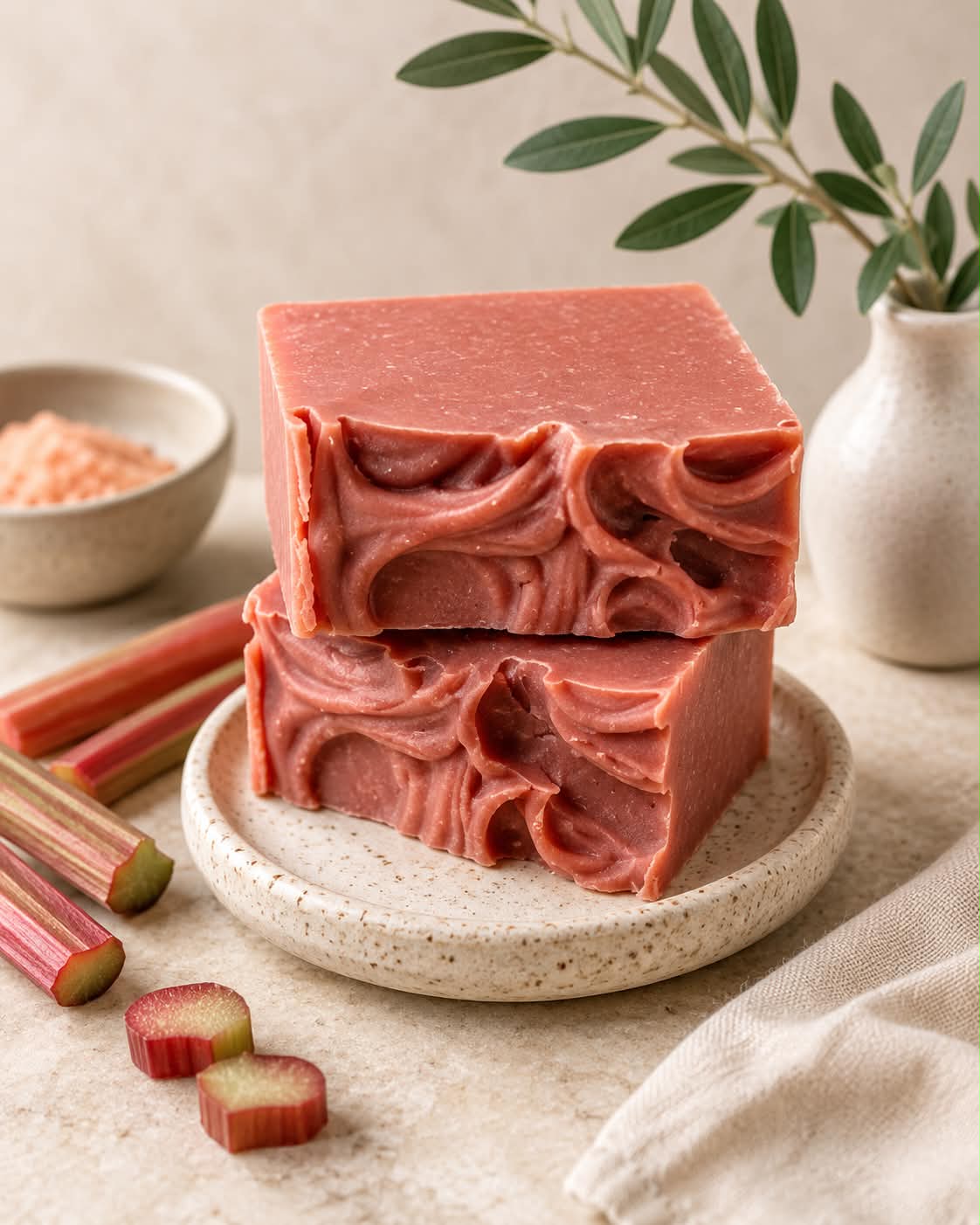 Himalayan Rhubarb Infused Unscented Tallow Soap