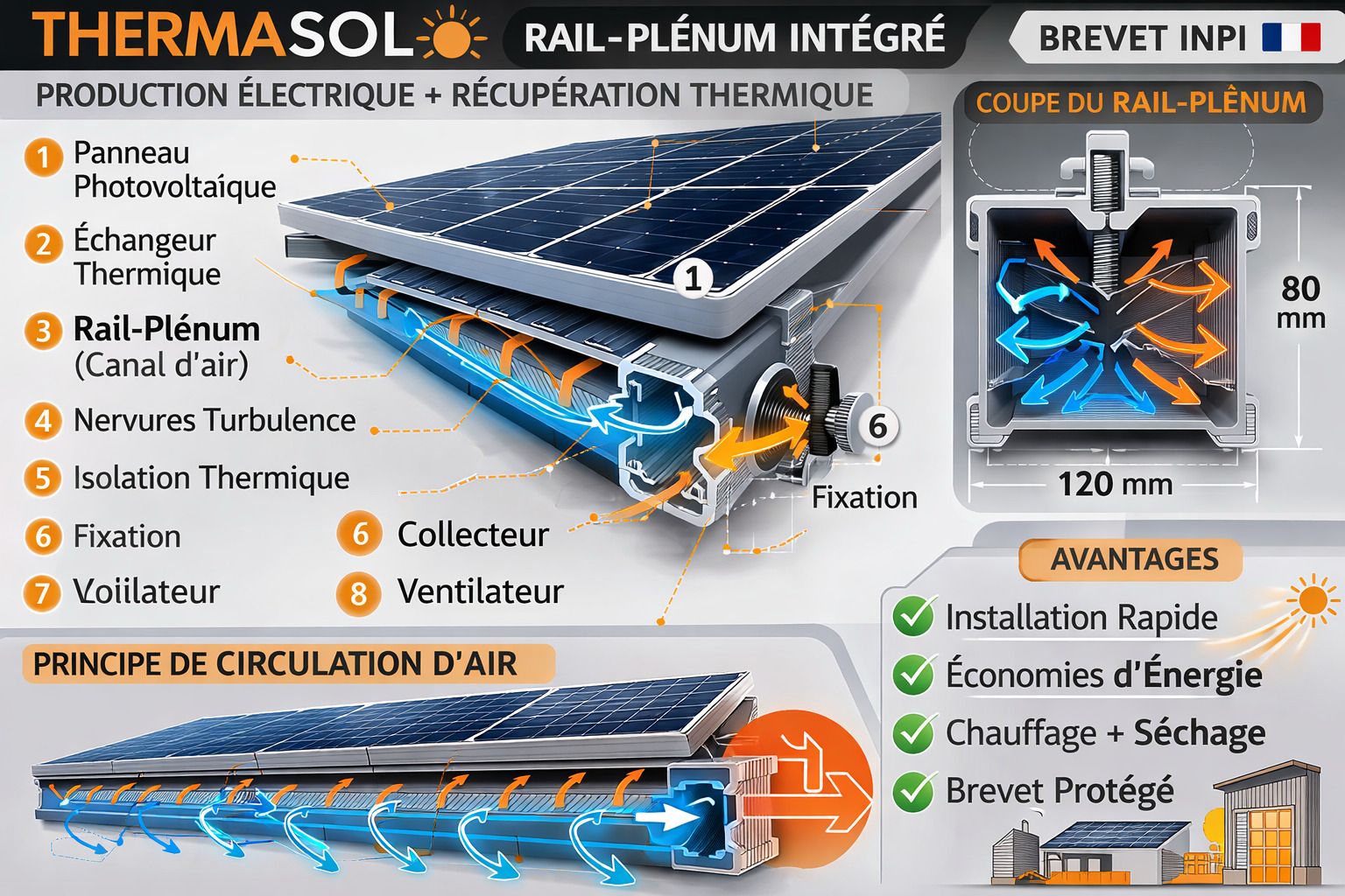 Thermasol  Rail-Plénum  Intégré  -  Production  électrique  +  Récupération  thermique