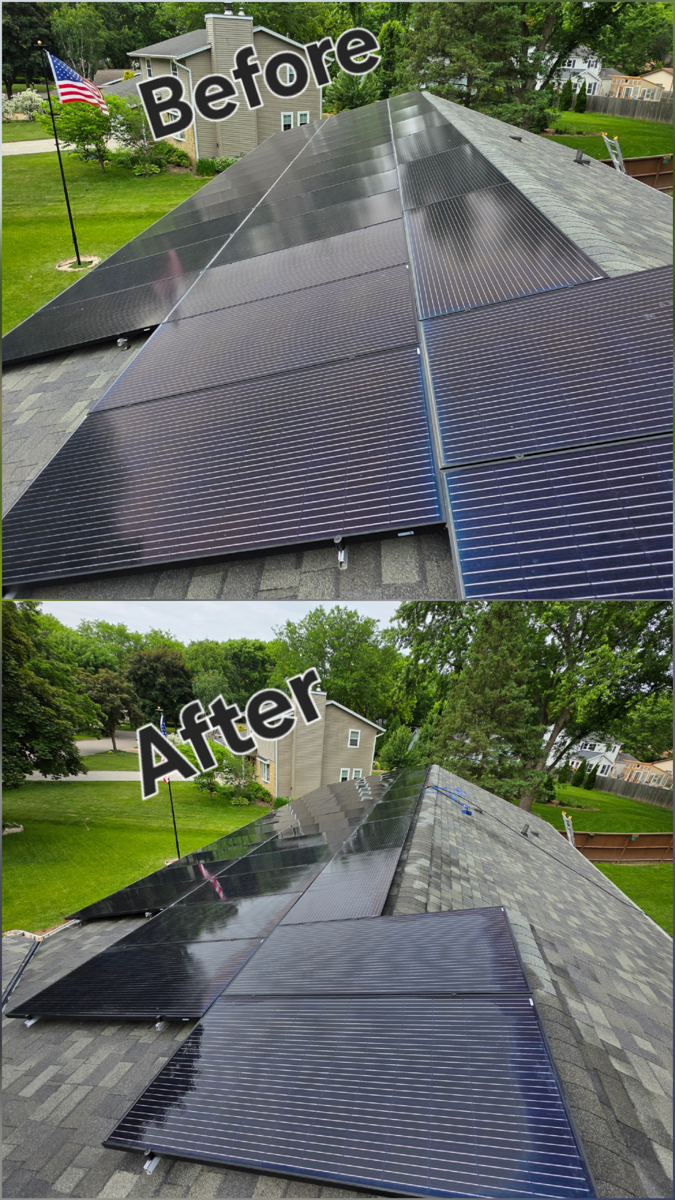 Solar panels being cleaned with soft brush in Madison WI