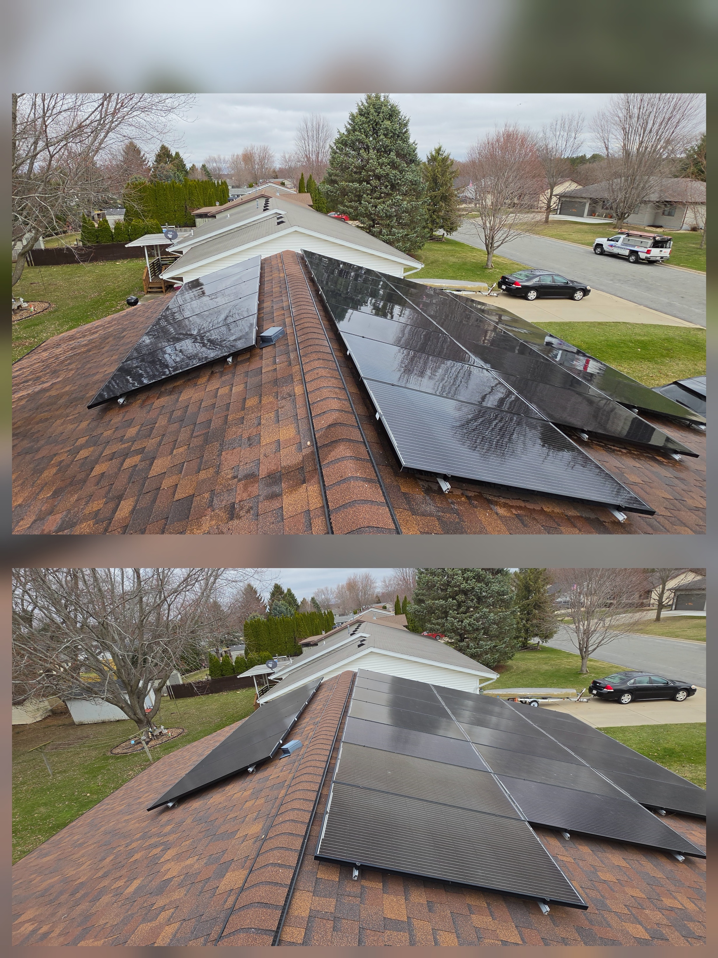 Solar panel cleaning - residential installation in Dane County Wisconsin