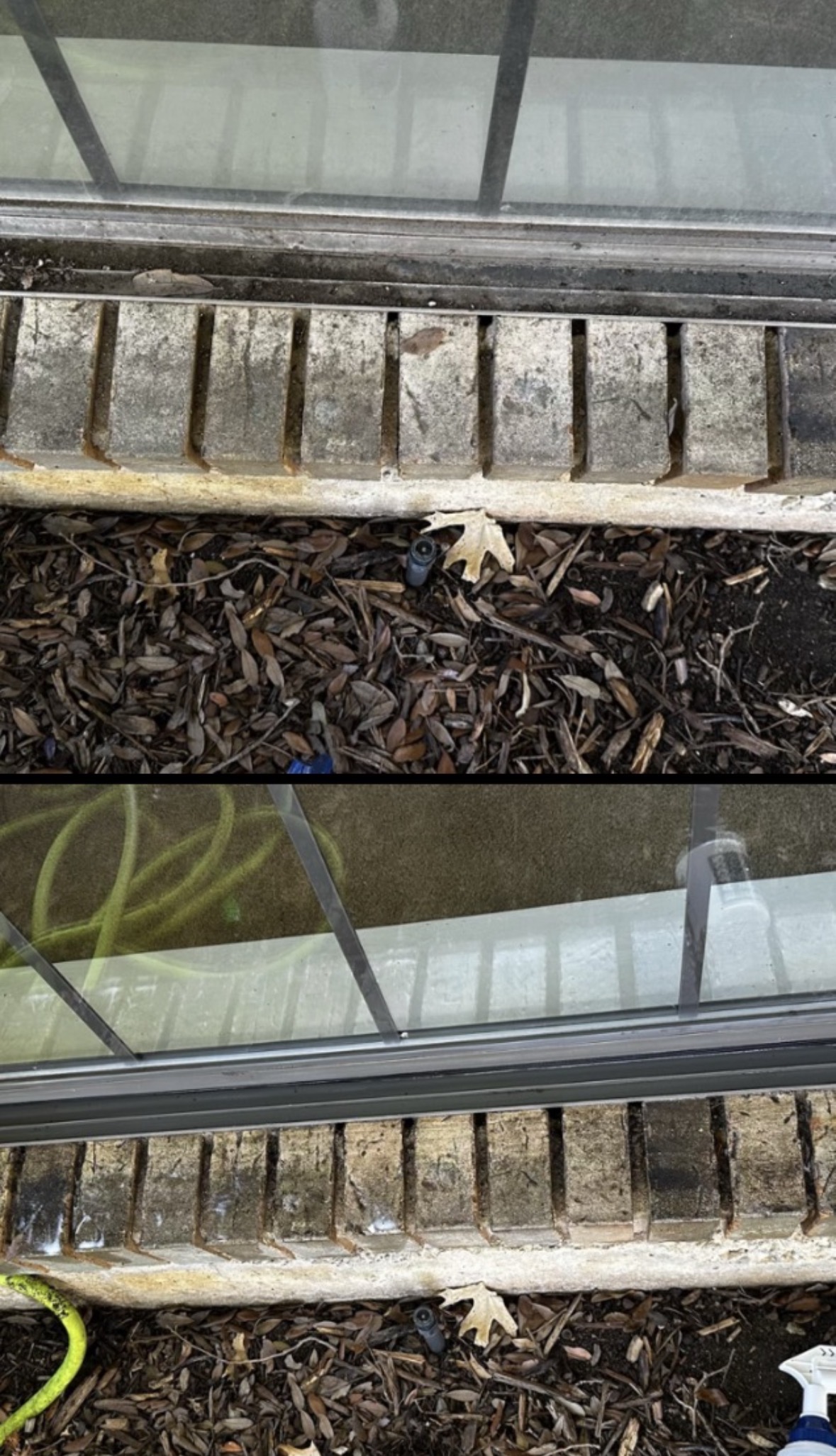 Window track before and after cleaning