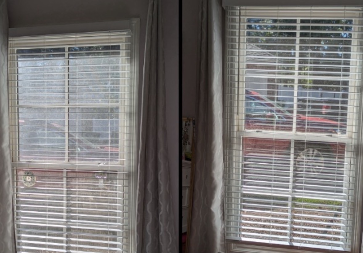 Interior window before and after cleaning