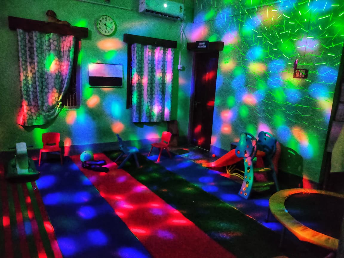 Sensory integration room with colourful lights