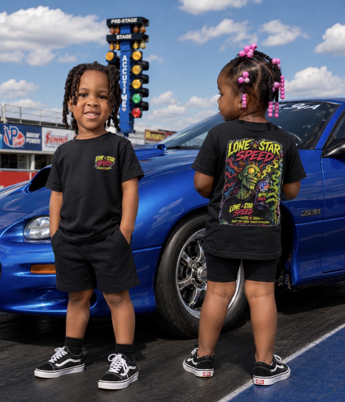 Kids Lone Star Speed Neon Skull Tee