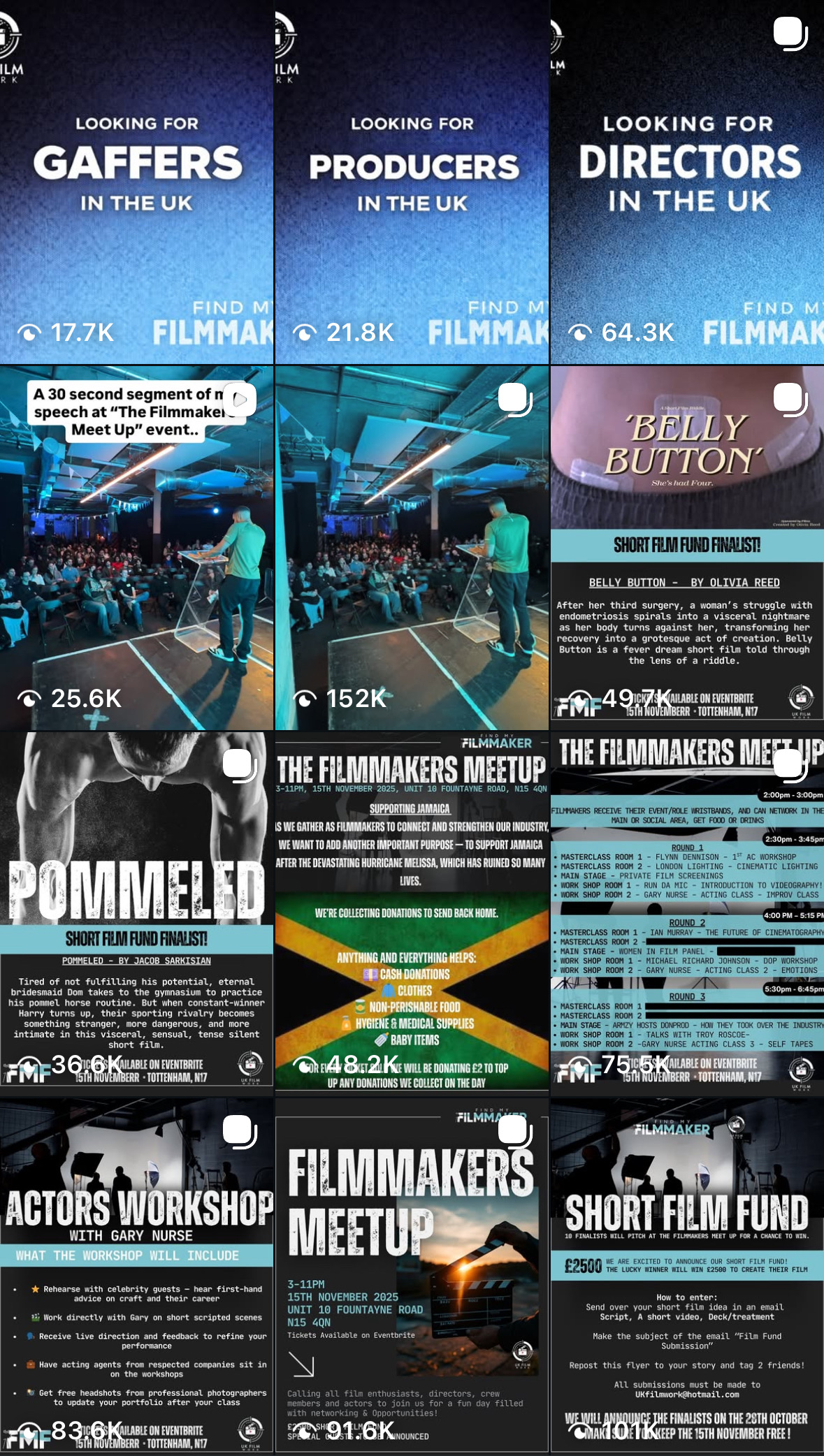 UkFilmWork Instagram grid