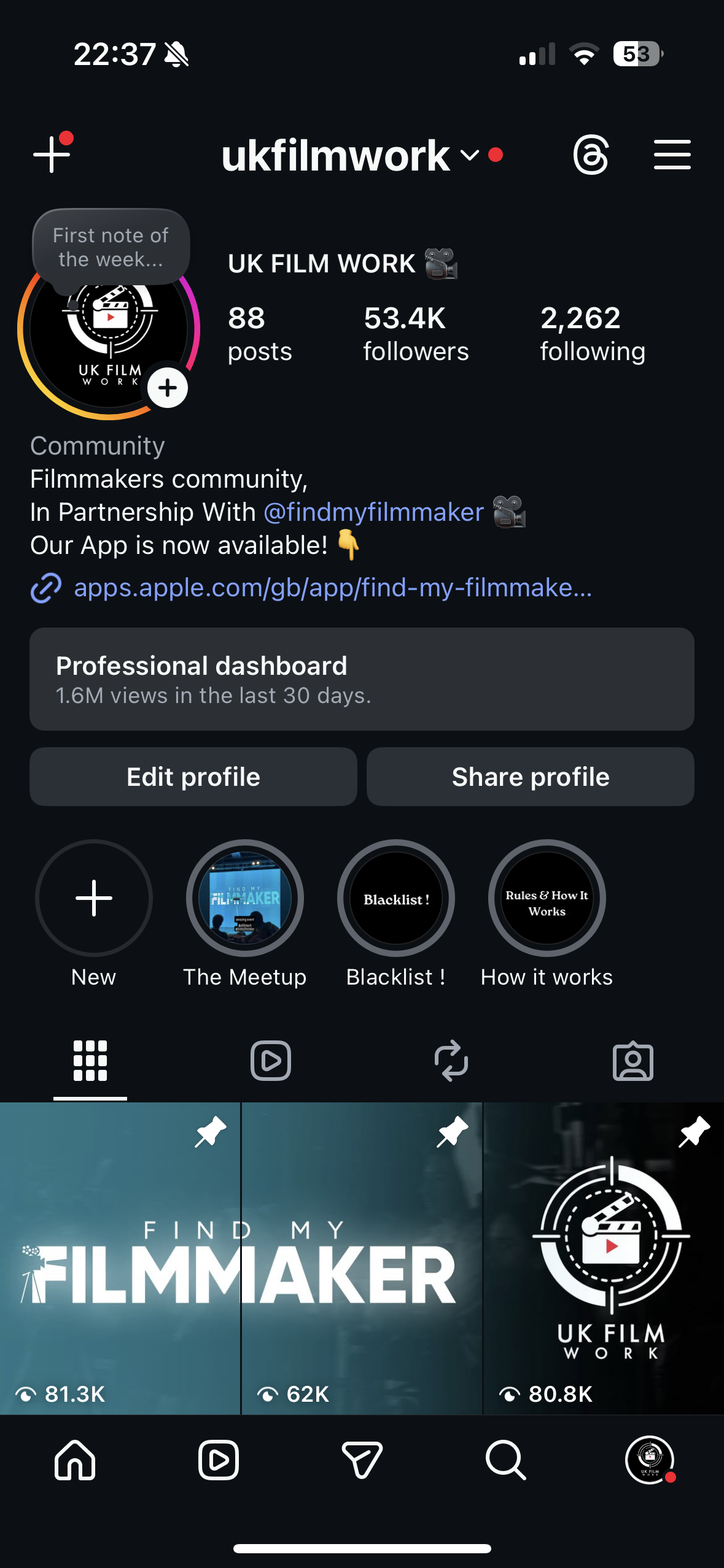 UkFilmWork Instagram profile